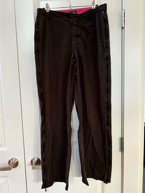 le chateau Women’s Flare Wide Leg Y2K Vintage black Pants Side Zipper EDM Rave